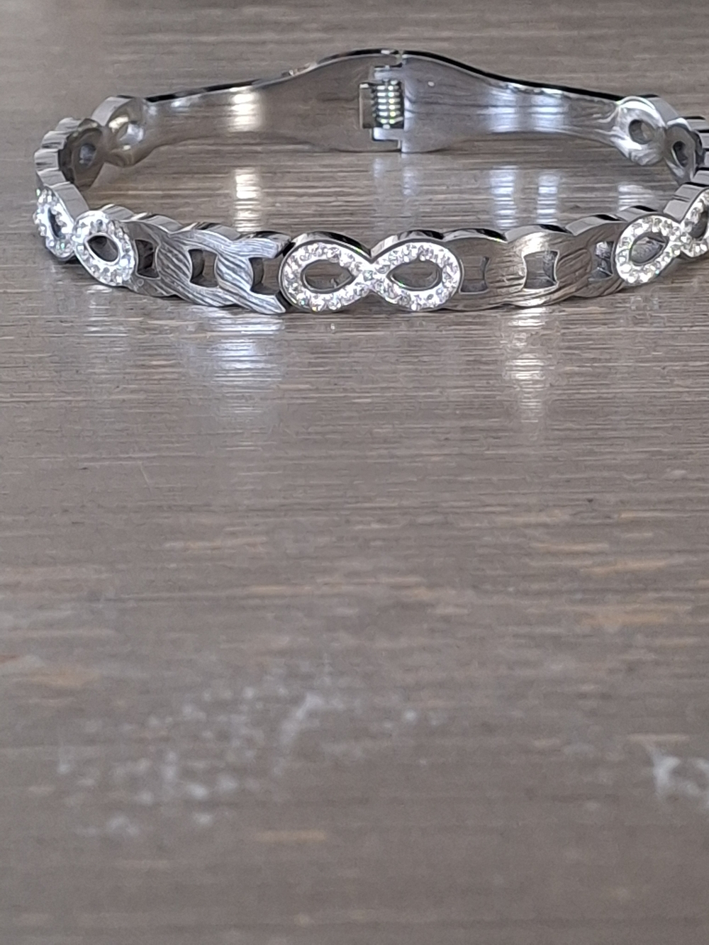 Sterling Silver Infinity Link Bracelet with CZ Accents - Silver